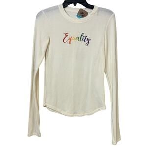 New Hand Printed Womens Medium Rainbow Equality Pride Long Sleeve Tee Shirt